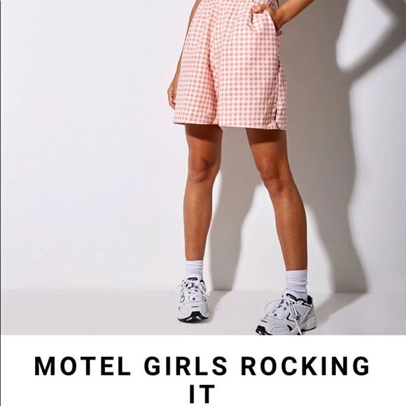 NWT MOTEL ROCKS Lexta Gingham Checked Pink Hight Waisted Shorts 50s Retro SZ XS - Picture 10 of 10